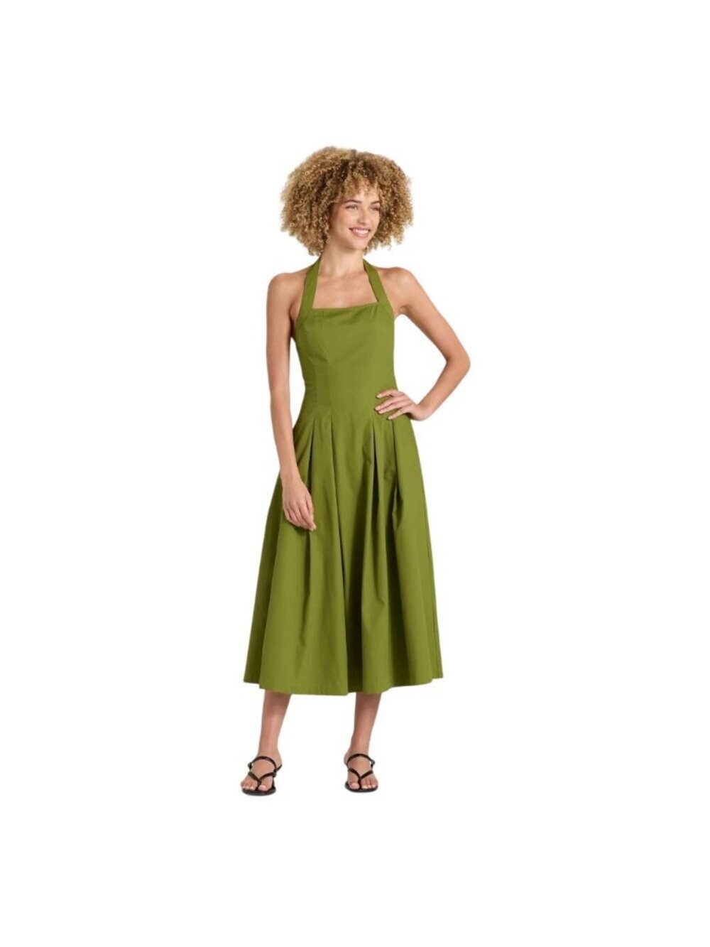 NWT A New Day Halter Midi Dress with Smocked Back 94439758 Olive Green M